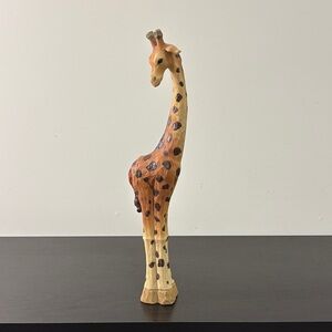 Handcrafted Giraffe Sculpture in Brown and Cream
